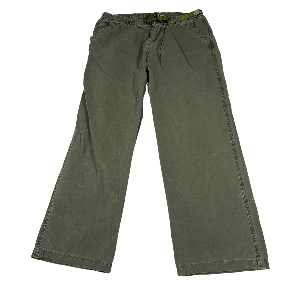 Gramicci Climbing G-Pants Mens Large Olive Green Integrated Belt Cotton Twill
